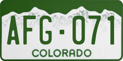 CO license plate AFG071