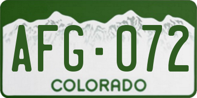 CO license plate AFG072