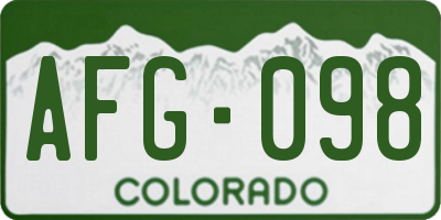 CO license plate AFG098