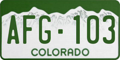 CO license plate AFG103