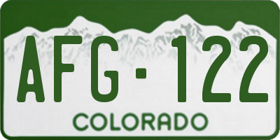 CO license plate AFG122