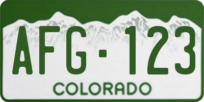 CO license plate AFG123