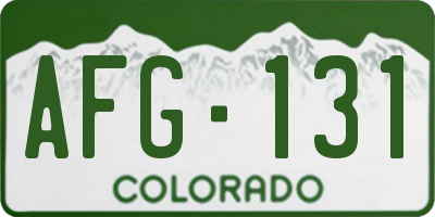 CO license plate AFG131