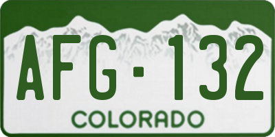 CO license plate AFG132