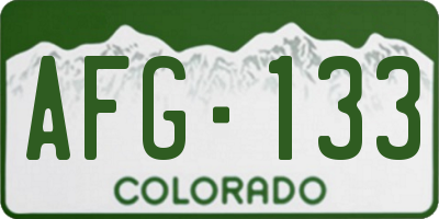 CO license plate AFG133
