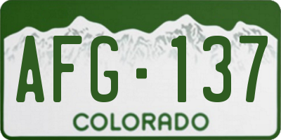 CO license plate AFG137