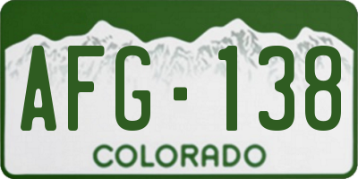 CO license plate AFG138