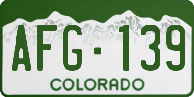 CO license plate AFG139