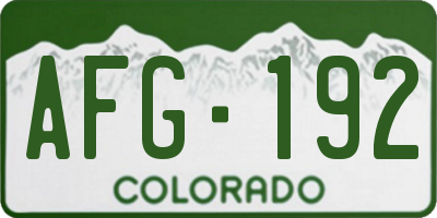 CO license plate AFG192
