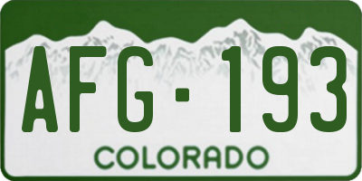 CO license plate AFG193