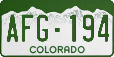 CO license plate AFG194