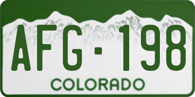 CO license plate AFG198