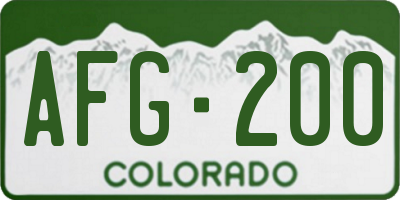 CO license plate AFG200