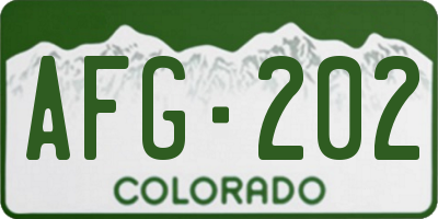 CO license plate AFG202