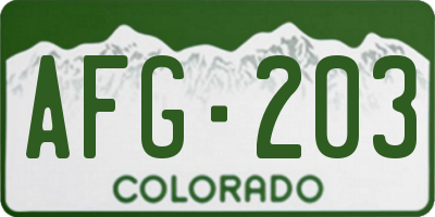 CO license plate AFG203
