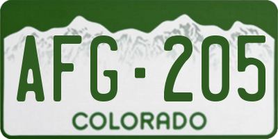 CO license plate AFG205