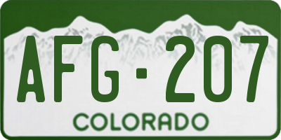 CO license plate AFG207