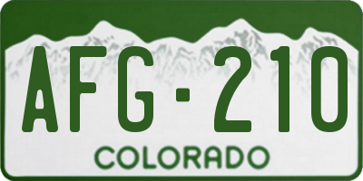 CO license plate AFG210