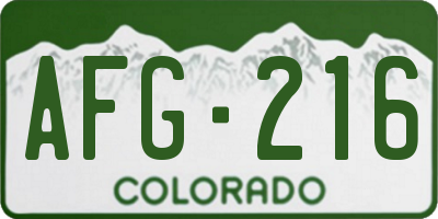 CO license plate AFG216