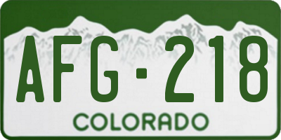 CO license plate AFG218