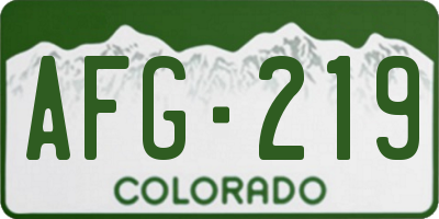 CO license plate AFG219