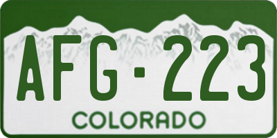 CO license plate AFG223