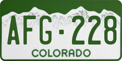 CO license plate AFG228