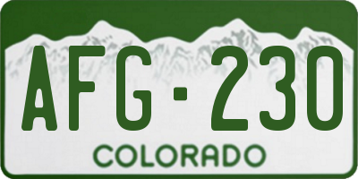 CO license plate AFG230
