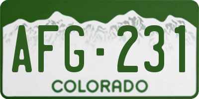 CO license plate AFG231