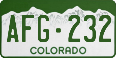 CO license plate AFG232