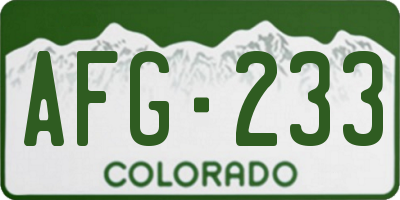 CO license plate AFG233