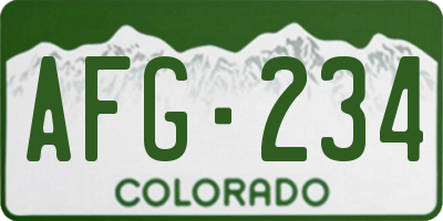CO license plate AFG234