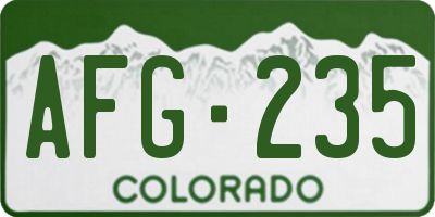 CO license plate AFG235