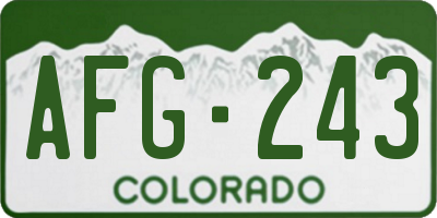 CO license plate AFG243
