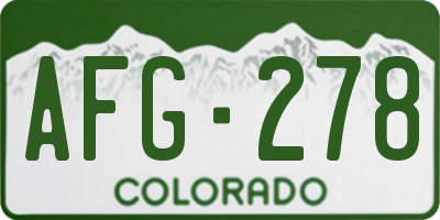 CO license plate AFG278
