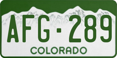 CO license plate AFG289