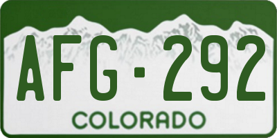 CO license plate AFG292