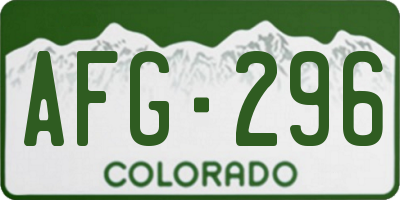 CO license plate AFG296