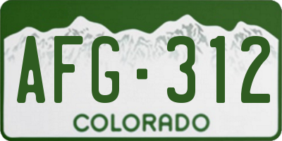CO license plate AFG312