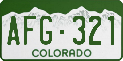 CO license plate AFG321