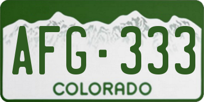 CO license plate AFG333