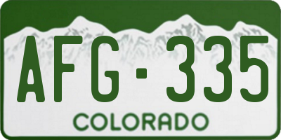 CO license plate AFG335
