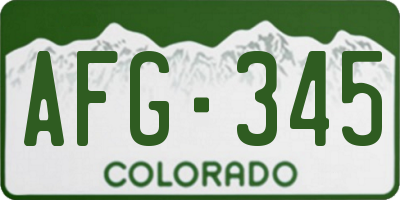 CO license plate AFG345