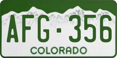CO license plate AFG356