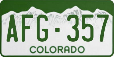 CO license plate AFG357