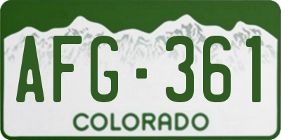 CO license plate AFG361
