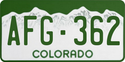 CO license plate AFG362