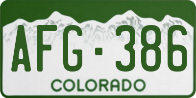 CO license plate AFG386