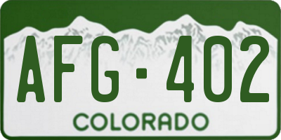 CO license plate AFG402