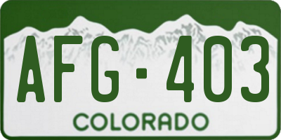 CO license plate AFG403